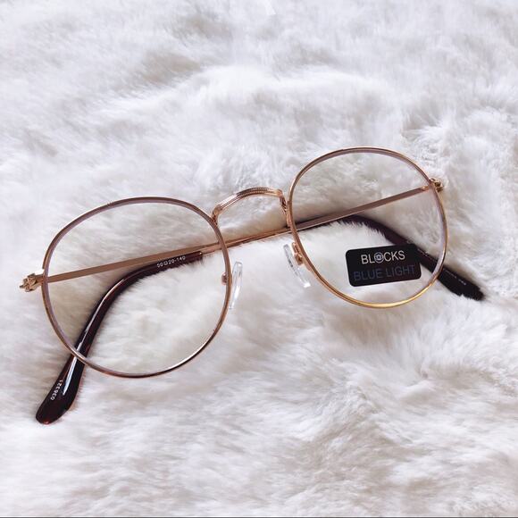 Mai Gold Round Computer Blue Light Glasses - Picture 3 of 9